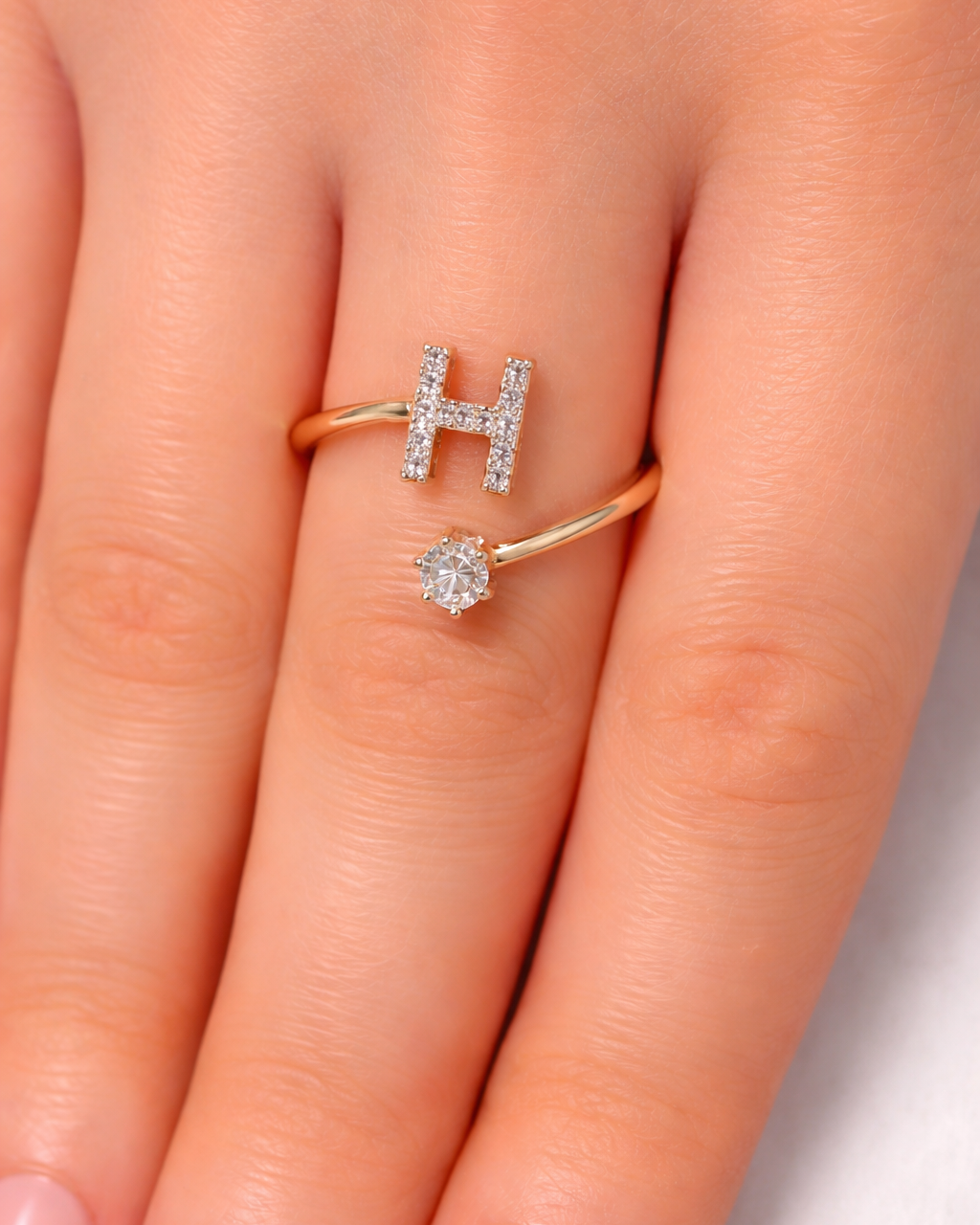H Letter Open Ring