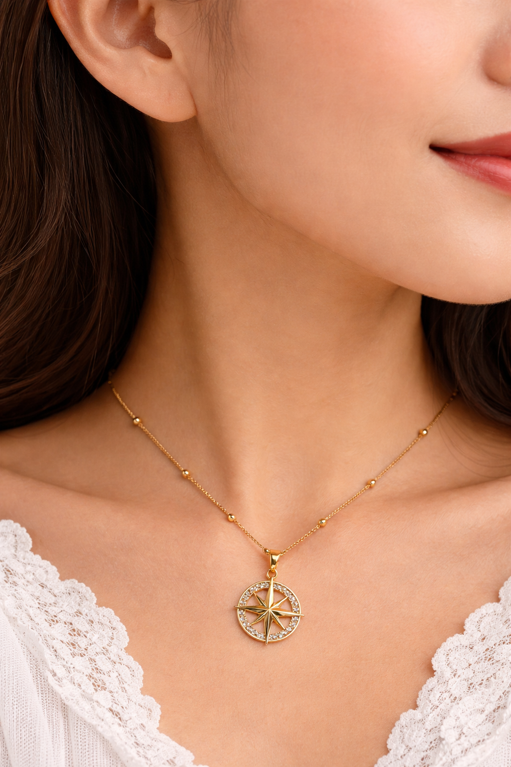 Golden Compass Star Pendant Necklace