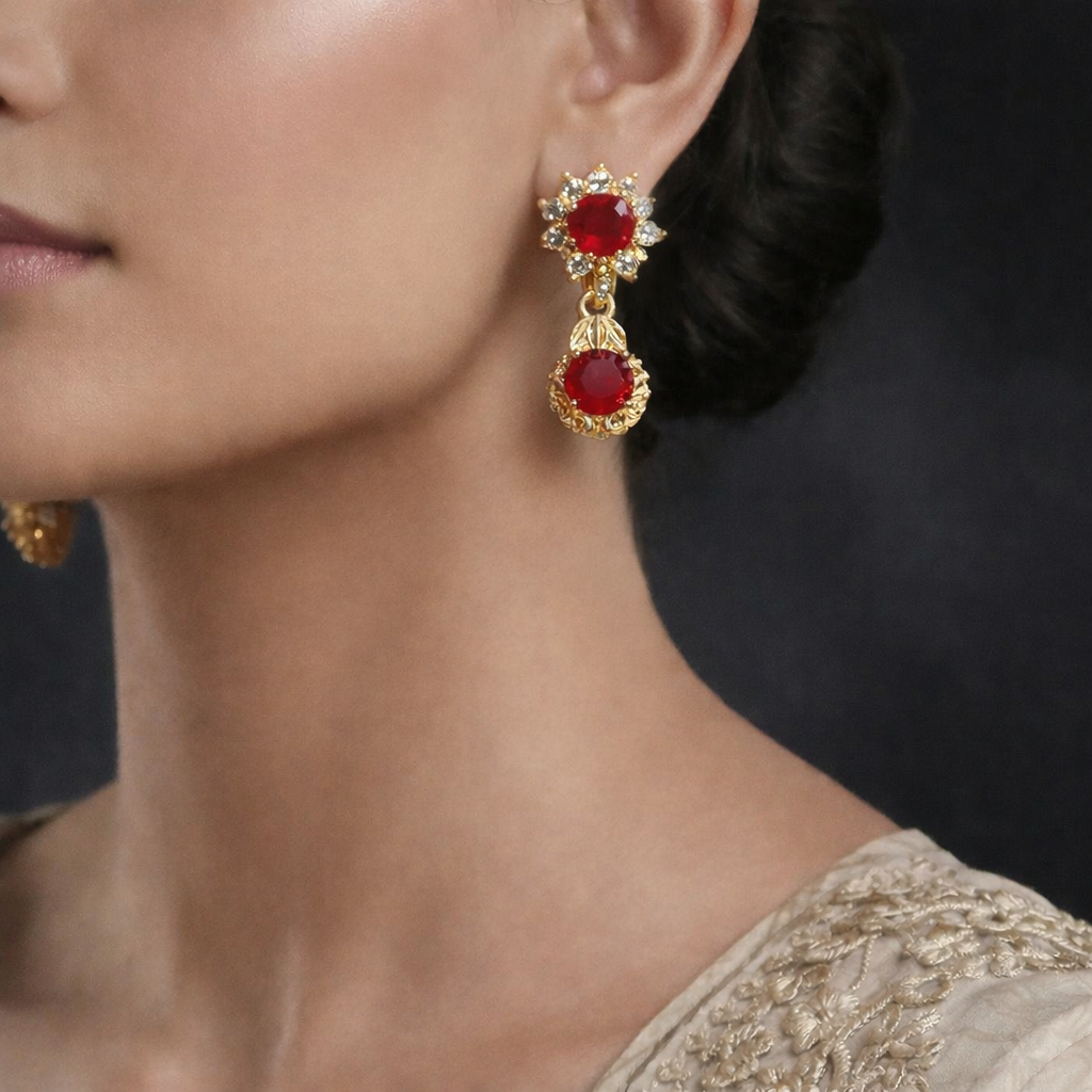 Sunset Sunrise golden Red Earrings