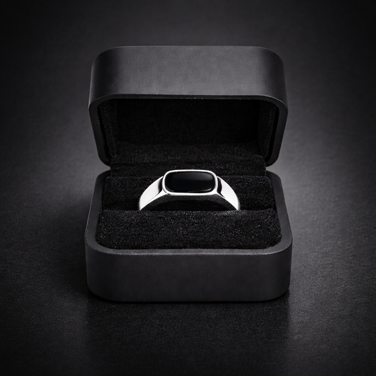 Black Stone Silver Men's Ring
