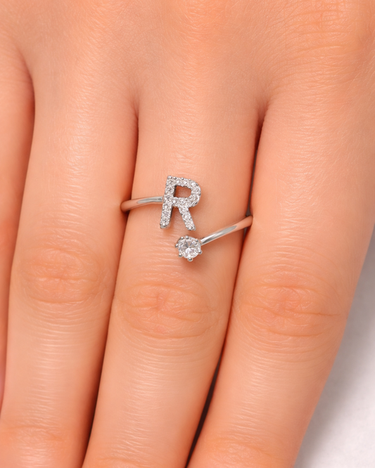 R Letter Open Ring