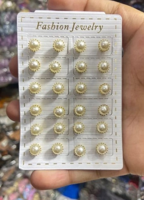 White Brass Pearl Stud Earring