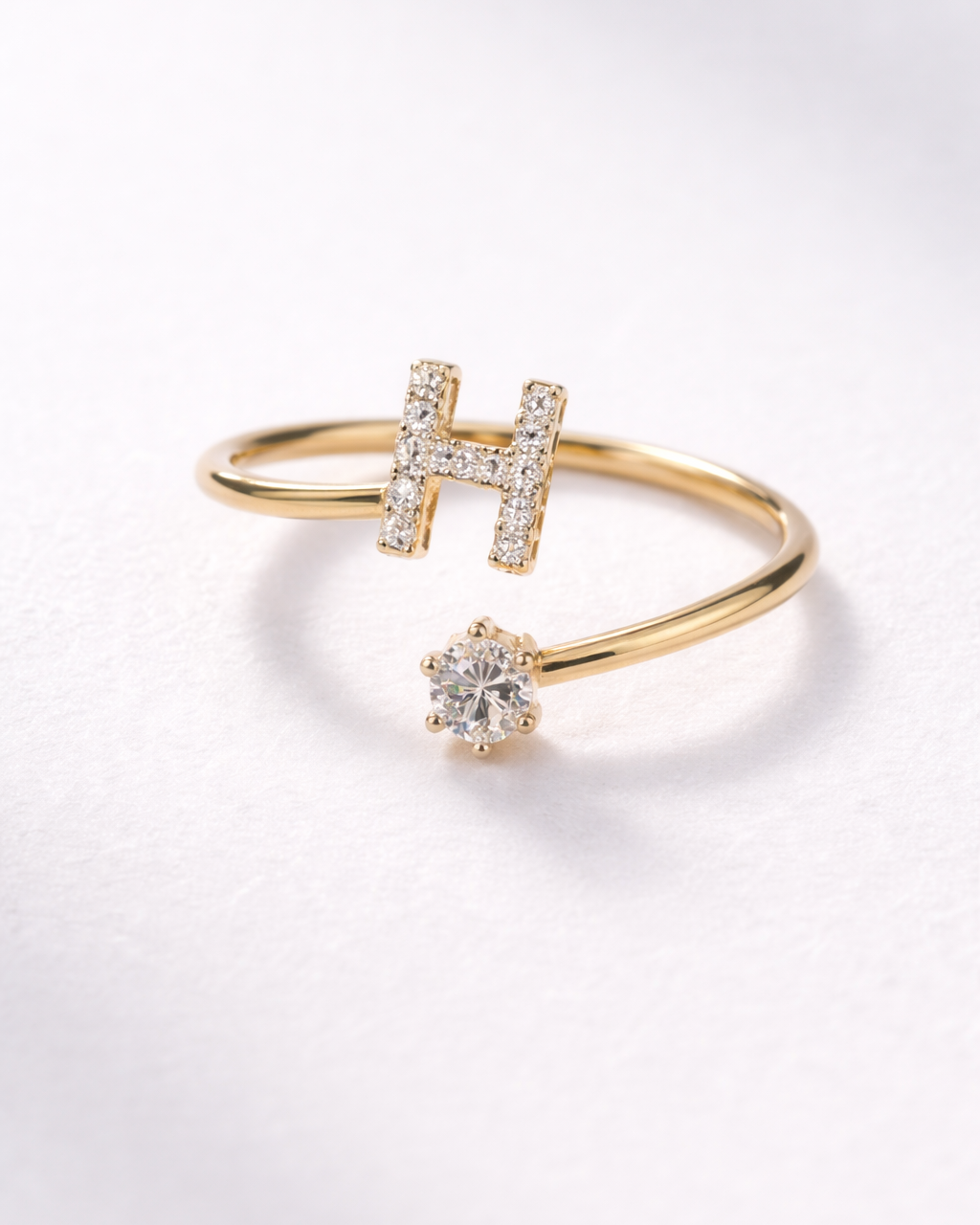 H Letter Open Ring