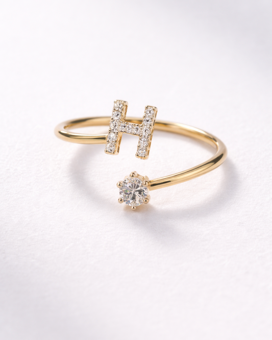 H Letter Open Ring