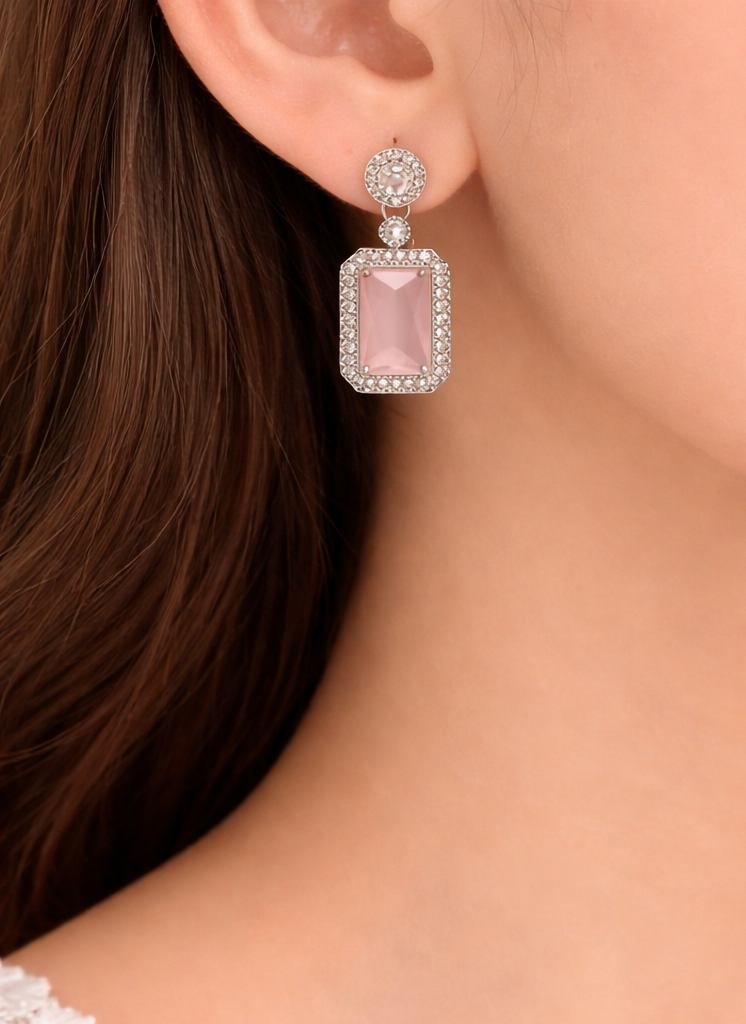Blush Pink Stone Jewelry Set with Ring