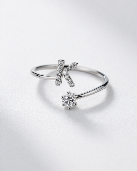 K Letter Open Ring