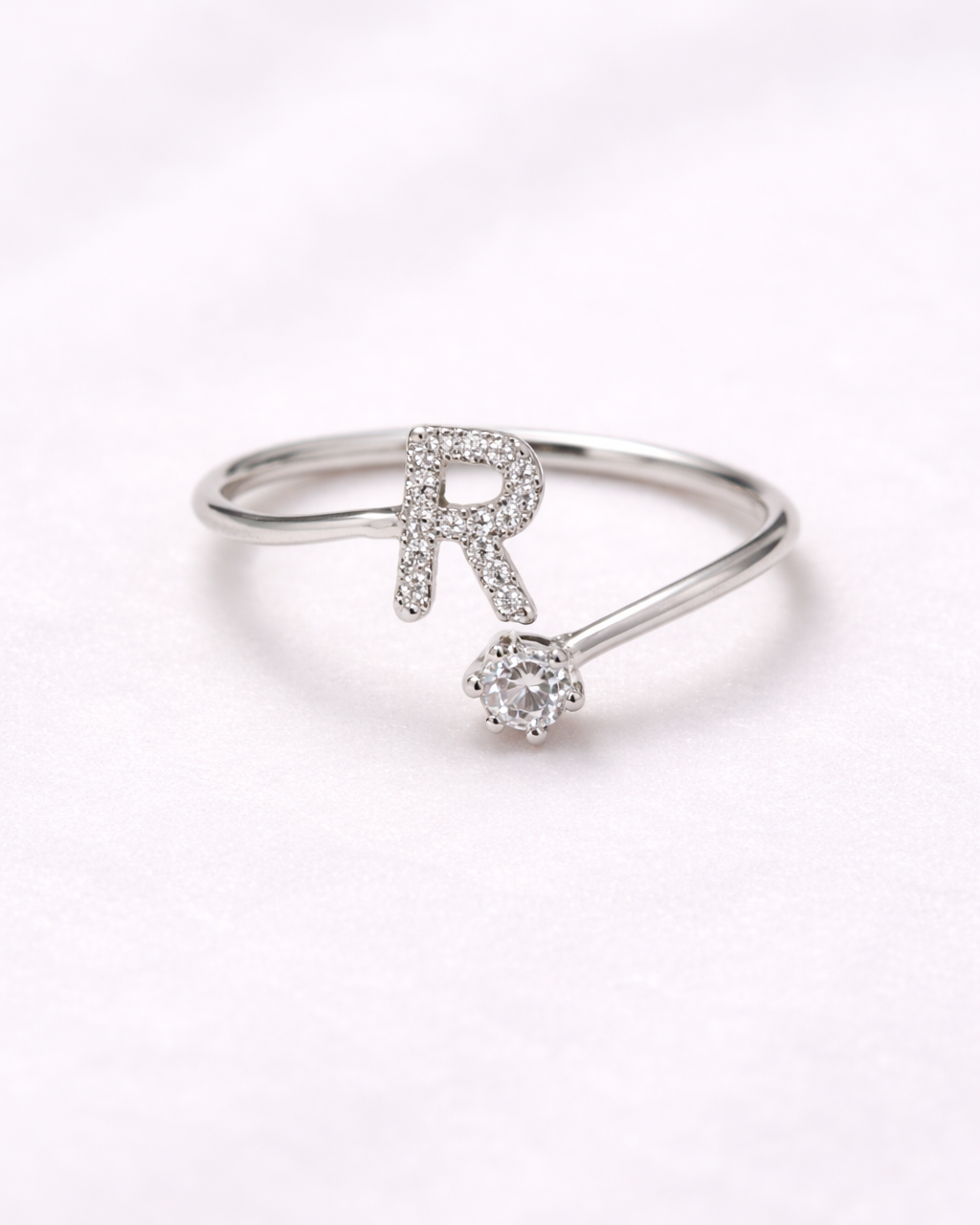 R Letter Open Ring