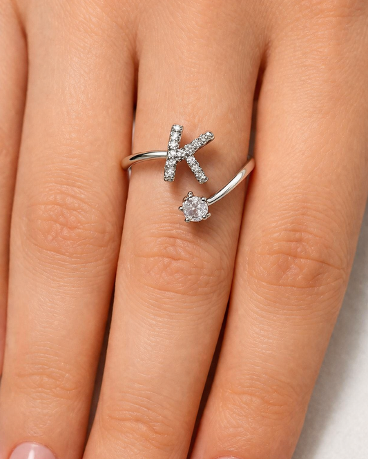 K Letter Open Ring