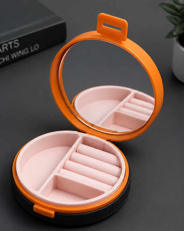 Mini Round Travel Jewelry Organizer Box