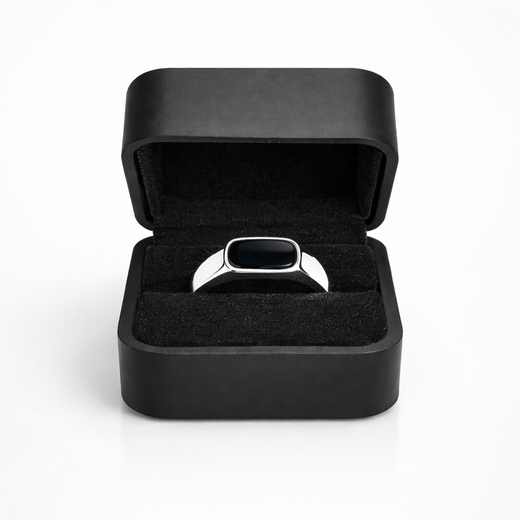 Black Stone Silver Men's Ring