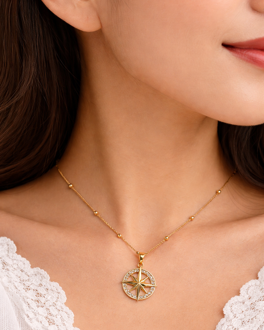 Golden Compass Star Pendant Necklace