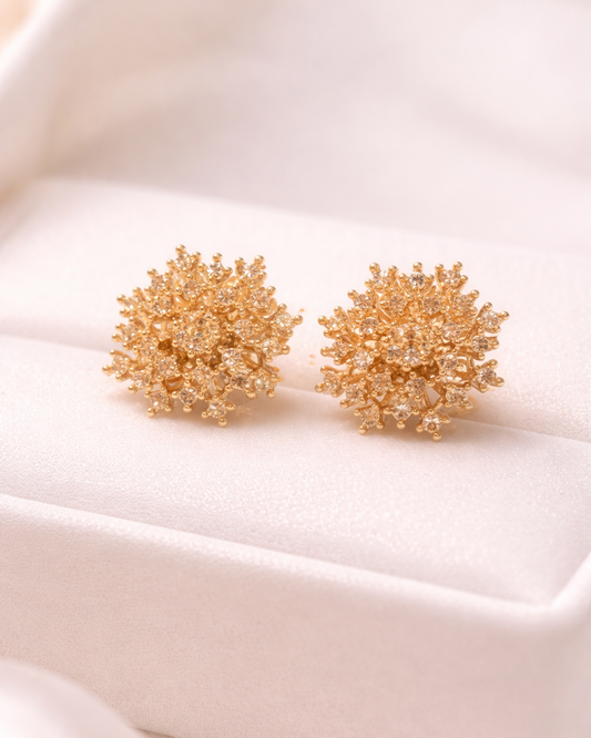 Golden Bloom Cluster Stud Earrings