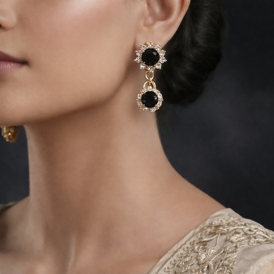 Sunset Sunrise golden Black Earrings