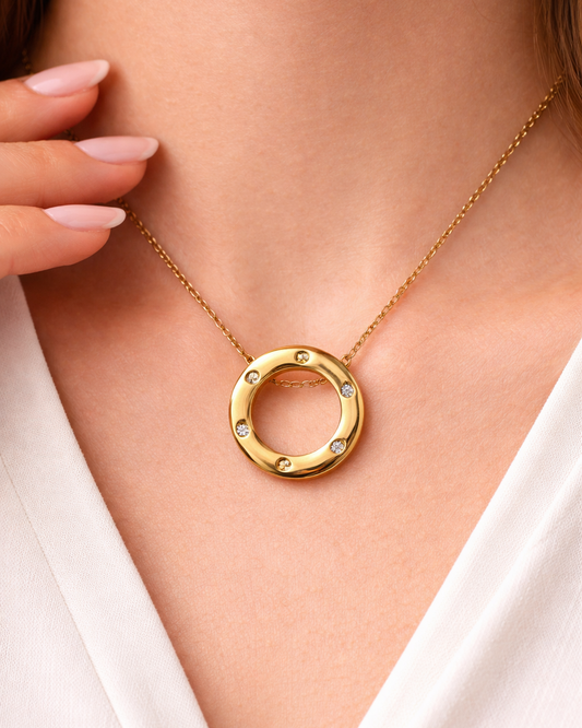 Crystal Halo Circle Necklace