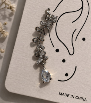 Elegant Crystal Leaf Ear Cuff