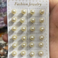 White Brass Pearl Stud Earring