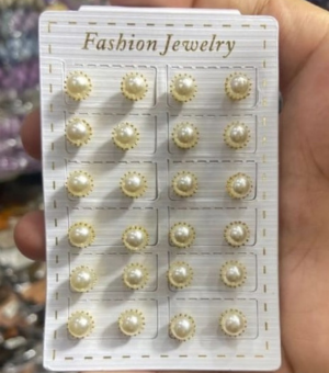 White Brass Pearl Stud Earring