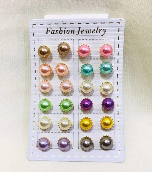 Earrings set of 12 pairs for girls fashion ear rings tops studs