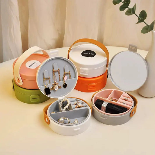 Mini Round Travel Jewelry Organizer Box