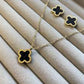 Elegant Black Clover Pendant & Earrings Set